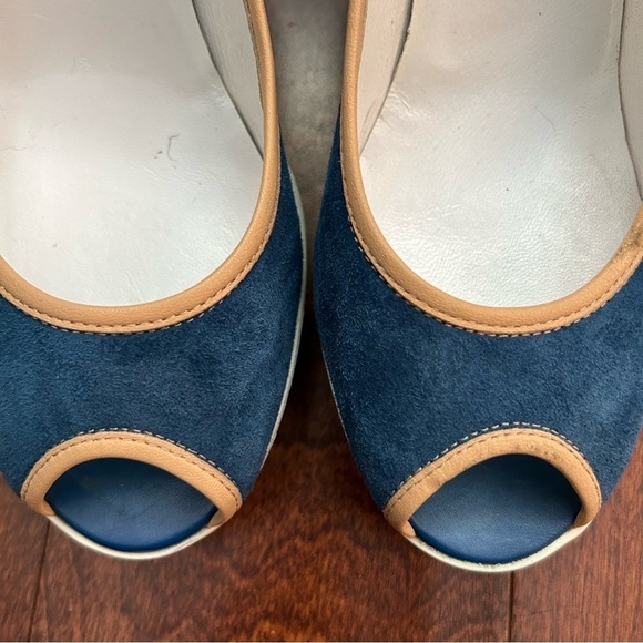 Hogan Women’s Cerulean Blue Suede Wedge Platform Shoes, Size 8 - Picture 5 of 13